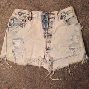 🌫 LEVIS ACID WASHED VINTAGE HIGH WASIT SHORTS 💥
